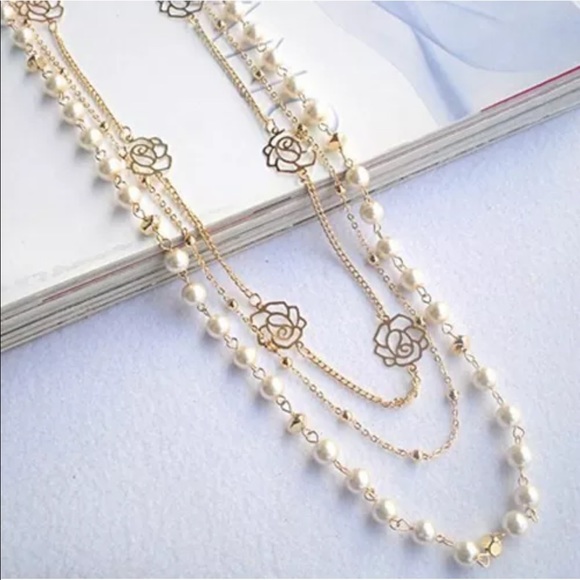 Jewelry - Multi layer Gold-tone Pearl Layered Necklace